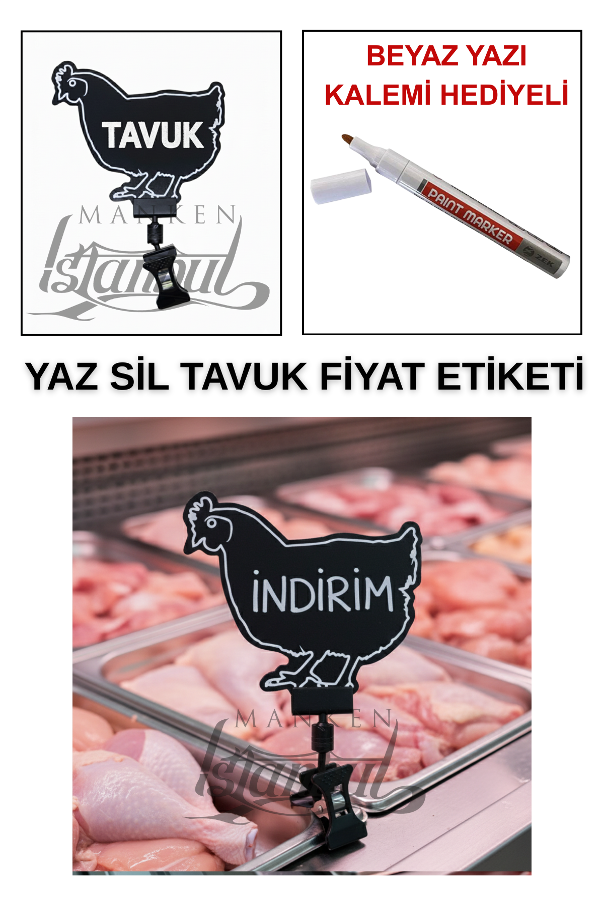 10 Adet Yaz Sil Mini Boy Fiyat Etiketi - Yazı Kalemli 10 ADET - MANDALLI - TAVUK