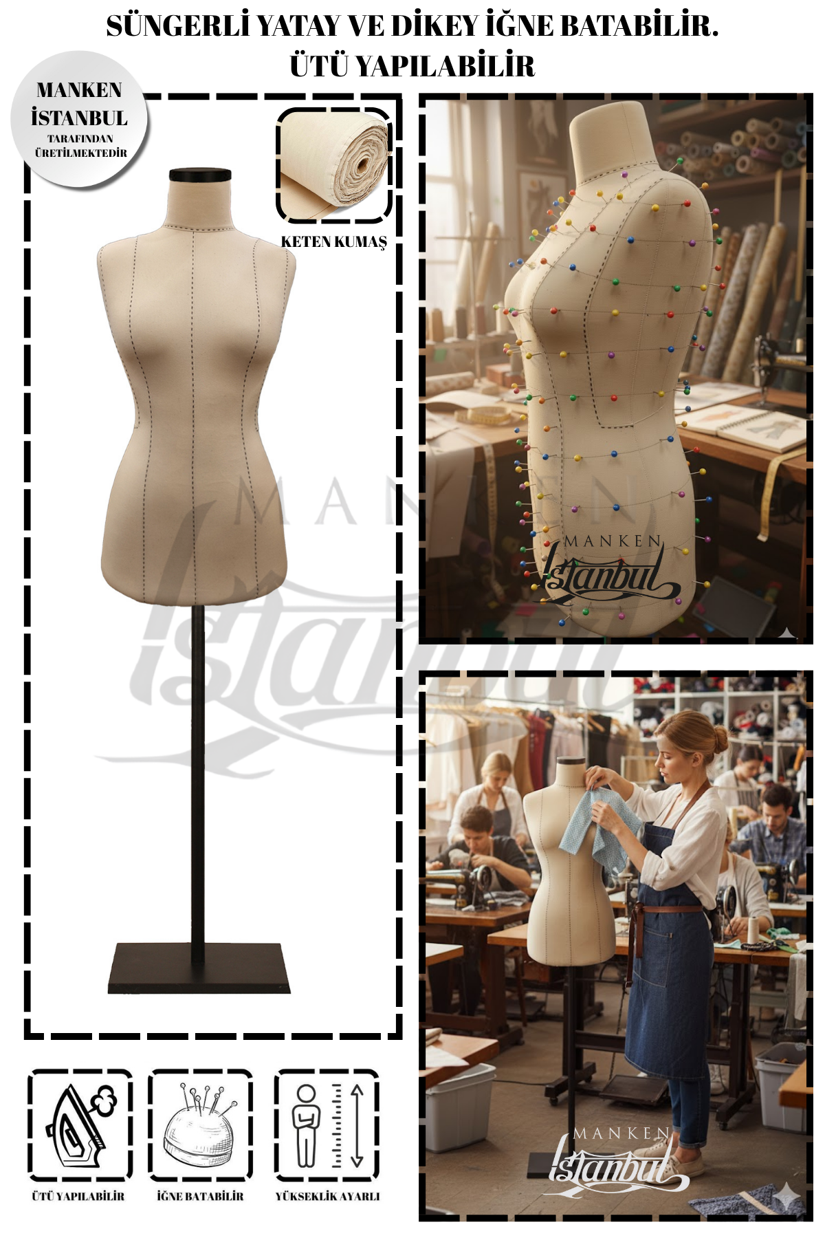 Yüksek Kalite Özel Punto Dikişli Full Sünger Terzi Mankeni