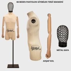 Keten Kumaş Pantolon Giyebilen Terzi Mankeni Vitrin Mankeni