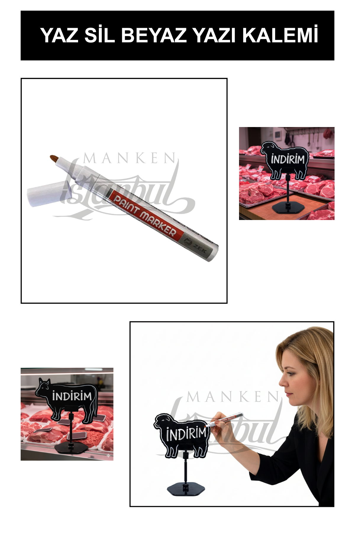 3 Adet Yazılıp Silinebilen Beyaz Etiket Kalemi - Fiyat Etiketleri İçin Beyaz Yaz-Sil Kalem