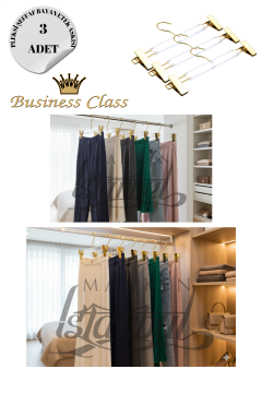 Business Class Pleksi Şeffaf Gold Kanca Mandallı Pantolon Askısı Etek Askısı