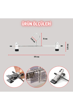 10 Adet Metal Mandallı Krom Kaplama Pantolon Askısı Etek Askısı