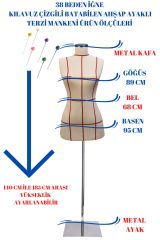 Kılavuz Çizgili İğne Batabilen Terzi Mankeni Prova Mankeni 36-38-40 Beden