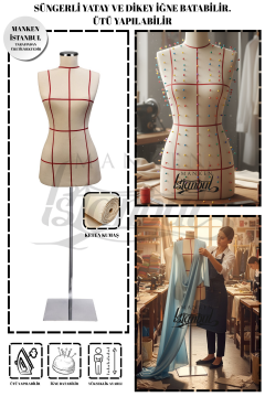 Kılavuz Çizgili İğne Batabilen Terzi Mankeni Prova Mankeni 36-38-40 Beden