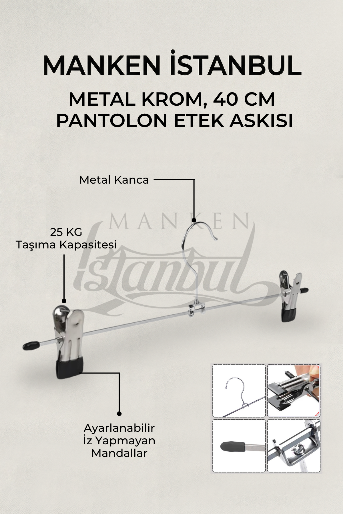 10 Adet Metal Mandallı Krom Pantolon Askısı Etek Askısı