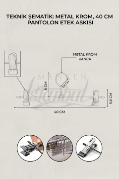 10 Adet Metal Mandallı Krom Pantolon Askısı Etek Askısı
