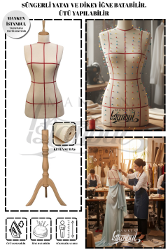 Kılavuz Çizgili İğne Batabilen Terzi Mankeni Prova Mankeni 36-38-40 Beden