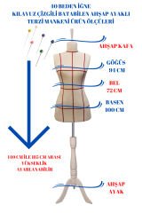 Kılavuz Çizgili İğne Batabilen Terzi Mankeni Prova Mankeni 36-38-40 Beden