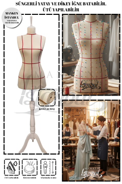 Kılavuz Çizgili İğne Batabilen Terzi Mankeni Prova Mankeni 36-38-40 Beden