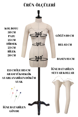 Seyyar Kollu Balık 38 Profesyonel Süngerli Terzi Mankeni