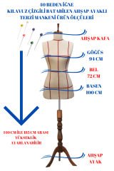 Kılavuz Çizgili İğne Batabilen Terzi Mankeni 36-38-40 Beden