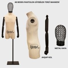 Keten Kumaş Pantolon Giyebilen Terzi Mankeni Vitrin Mankeni