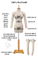 Seyyar Kollu Balık 38 Beden Profesyonel İğne Batabilen Terzi Mankeni