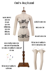 Seyyar Kollu Balık 38 Profesyonel Süngerli Terzi Mankeni