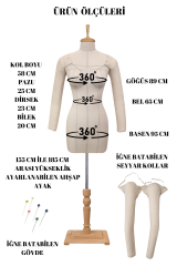 Seyyar Kollu Balık 38 Beden Profesyonel  İğne Batabilen Terzi Mankeni