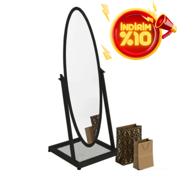 Yüksek Kalite Siyah Renk Tekerlekli Metal Büyük Boy Aynası