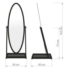 Yüksek Kalite Siyah Renk Tekerlekli Metal Büyük Boy Aynası