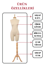 Pantolon Giyebilen Vitrin Amaçlı Terzi Mankeni 36-38-40-42-44-46 Beden