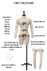 Seyyar Kollu 38/40 Beden Profesyonel Süngerli Terzi Mankeni