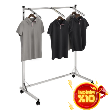 3 Askılı Kromaj Kaplı Orta Stand Konfeksiyon Standı
