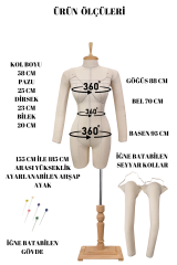 Seyyar Kollu 38/40 Beden Profesyonel İğne Batabilen Terzi Mankeni