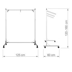 3 Askılı Kromaj Kaplı Orta Stand Konfeksiyon Standı