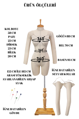 Seyyar Kollu 38/40 Beden Profesyonel Süngerli Terzi Mankeni