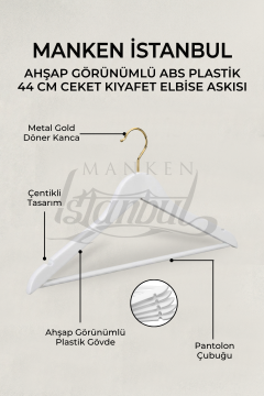 10 Adet Gold Kancalı Ahşap Görünümlü Plastik Elbise Askısı