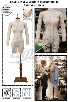 Seyyar Kollu 38/40 Beden Profesyonel Süngerli Terzi Mankeni