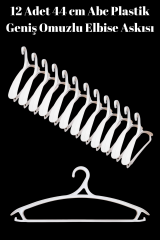12 Adet A Kalite 44 cm Plastik Ceket  Askısı Elbise Askısı