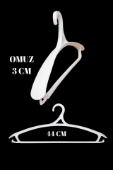 12 Adet A Kalite 44 cm Plastik Ceket  Askısı Elbise Askısı