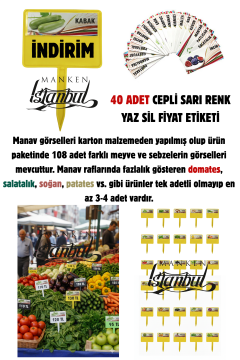 10 Adet Manav Etiketi Market Etiketi 108 Adet Karton Etiket SARI - 40 adet