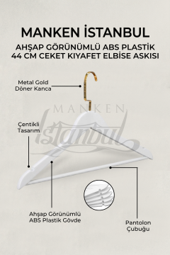 5 Adet Gold Kancalı Ahşap Görünümlü Plastik Elbise Askısı