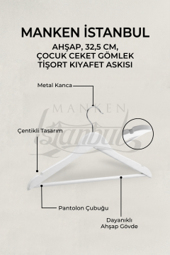 10 Adet Çocuk Ahşap Ceket Askısı Gömlek Askısı Tişört Askısı Ahşap Askı
