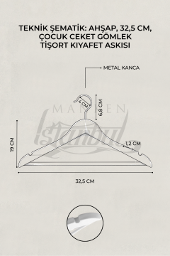10 Adet Çocuk Ahşap Ceket Askısı Gömlek Askısı Tişört Askısı Ahşap Askı
