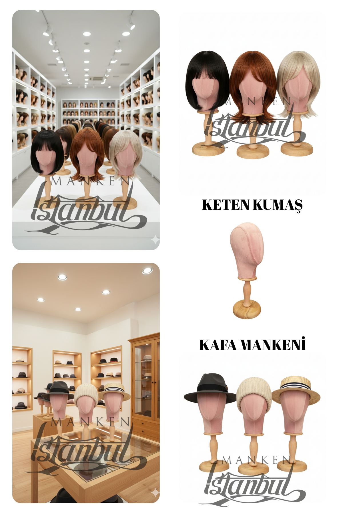 Bayan kumaş kaplı kafa mankeni-Aksesuar Mankeni