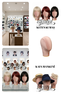 Bayan kumaş kaplı kafa mankeni-Aksesuar Mankeni