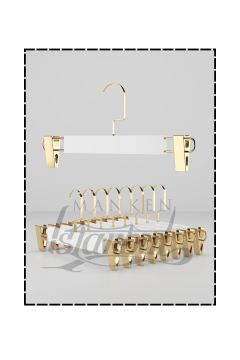 Gold Kanca Lamine Ahşap Mandallı Pantolon Askısı Etek Askısı