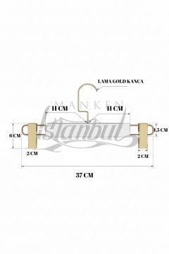 Gold Kanca Lamine Ahşap Mandallı Pantolon Askısı Etek Askısı