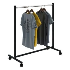Ekonomik Tek Katlı Tekerlekli Askılık Elbise Askılığı Orta Stand