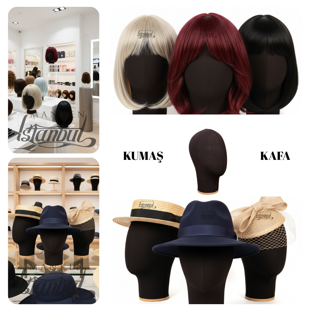 Bayan kumaş kaplı kafa mankeni-Aksesuar Mankeni