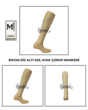 Fiber Bayan Diz Altı Sol Ayak Çorap Mankeni