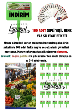 10 Adet Manav Etiketi Market Etiketi 108 Adet Karton Etiket YEŞİL - 100 adet
