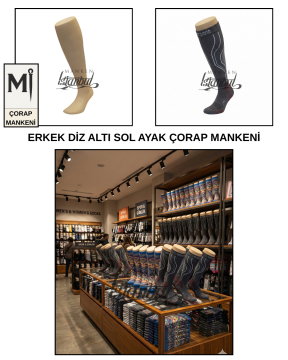 Fiber Erkek Diz Altı Sol Ayak Çorap Mankeni