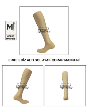 Fiber Erkek Diz Altı Sol Ayak Çorap Mankeni