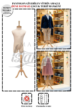 Çocuk Pantolon Giyebilen Terzi Mankeni Vitrin Mankeni