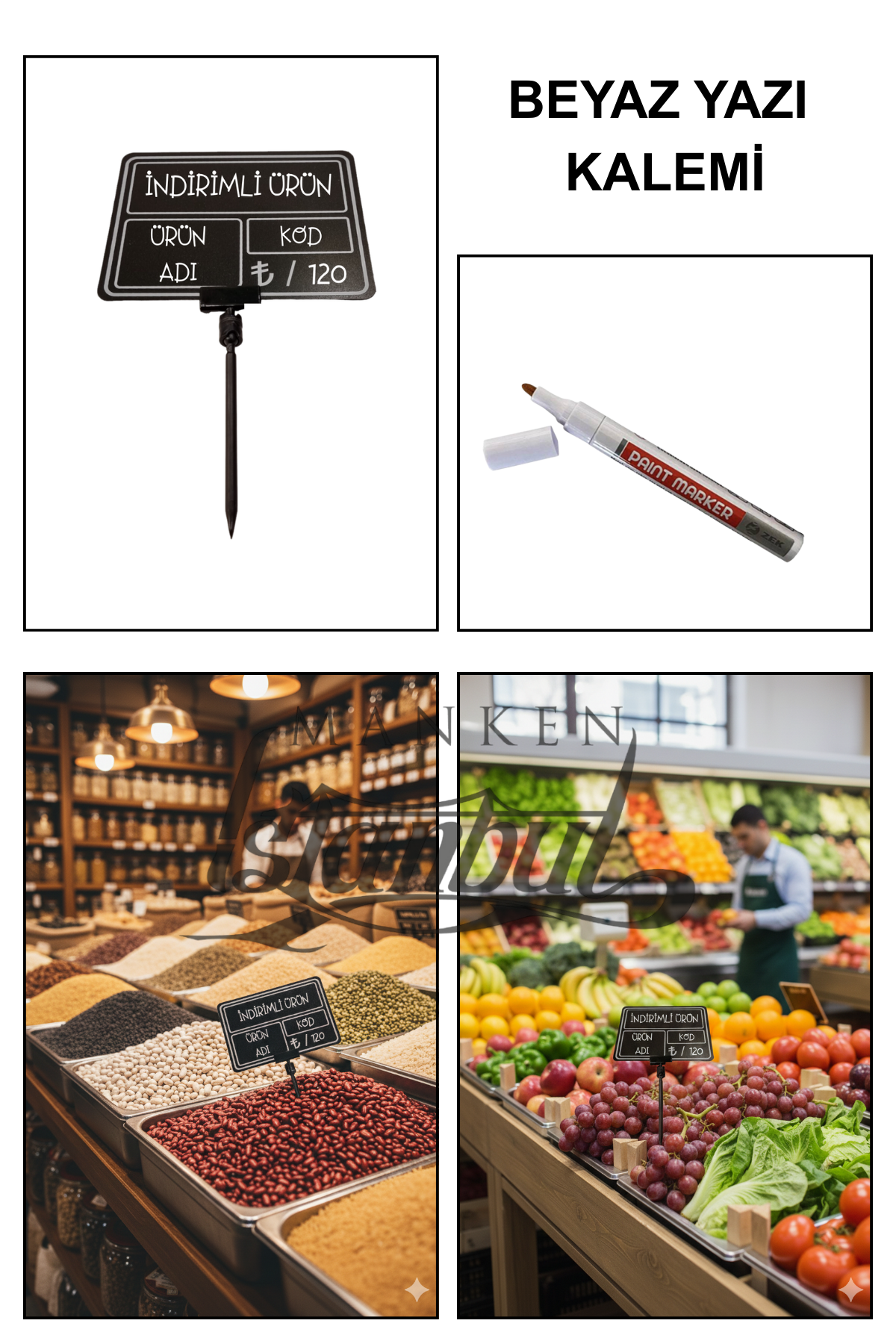 Yazı Kalemli 10 Adet Yaz Sil Sapla Saplamalı Fiyat Etiketi Pazarcı Etiketi Market Etiketi