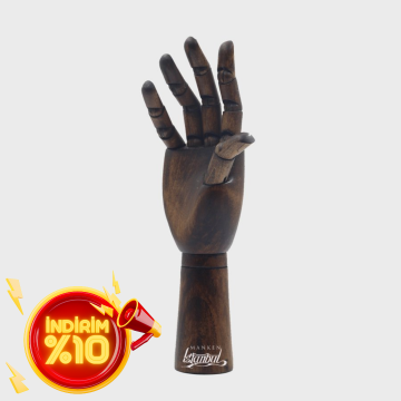 Ahşap Ceviz Sağ Erkek El 30 cm-Eskiz El Mankeni