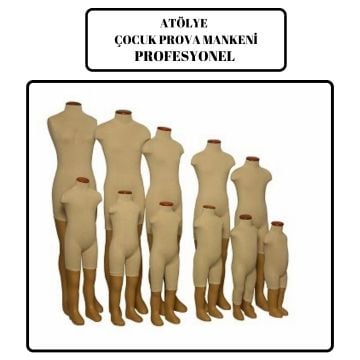 Atölye Tam Boy Profesyonel Ölçü Çocuk Prova Mankeni