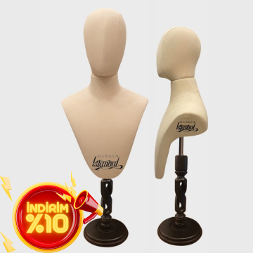 Erkek kumaş kafalı gömlek ve aksesuar mankeni